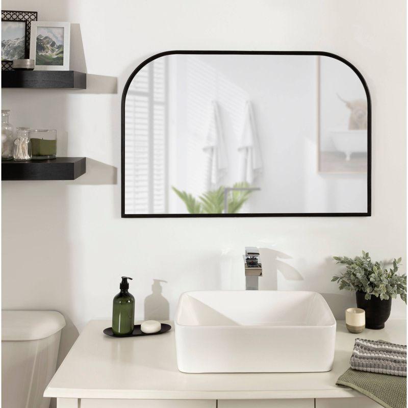 36" x 24" Caskill Framed Arch Wall Mirror Black - Kate & Laurel: Large, Modern Design, Wall-Mounted