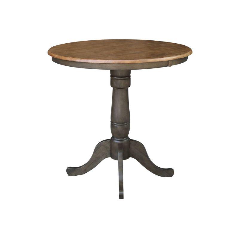 Round Hickory Wood Extendable Farmhouse Counter Height Table