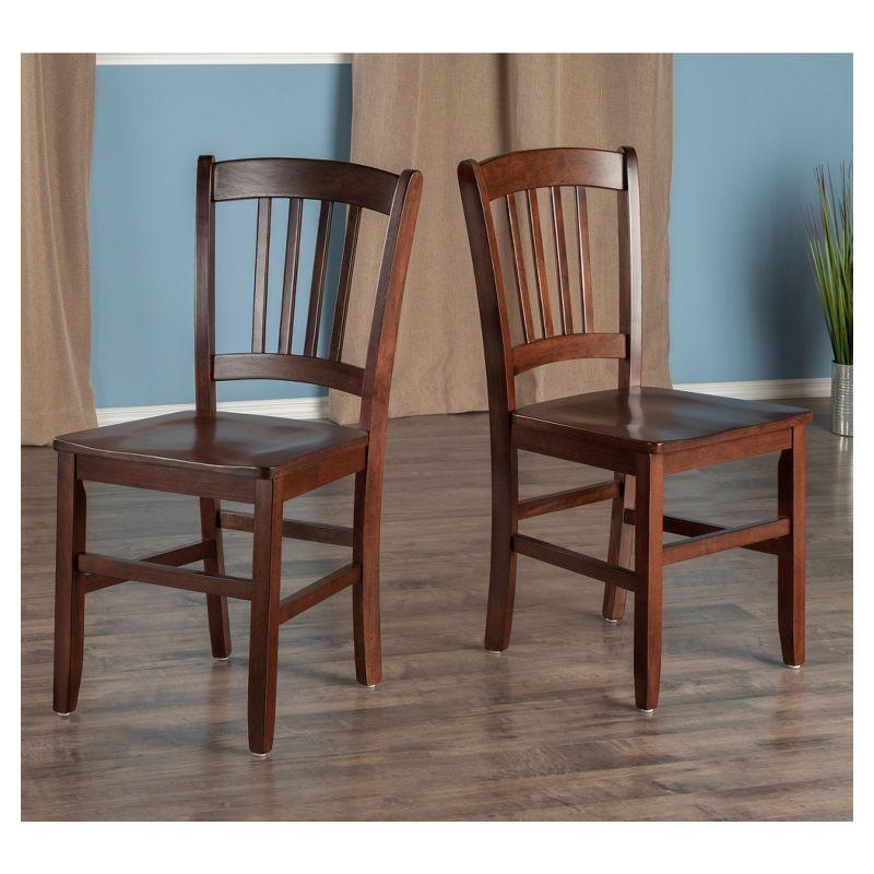 Set of 2 Madison Slat Back Chairs Walnut - Winsome: Hardwood Construction, Contoured Seat, 220lb Capacity