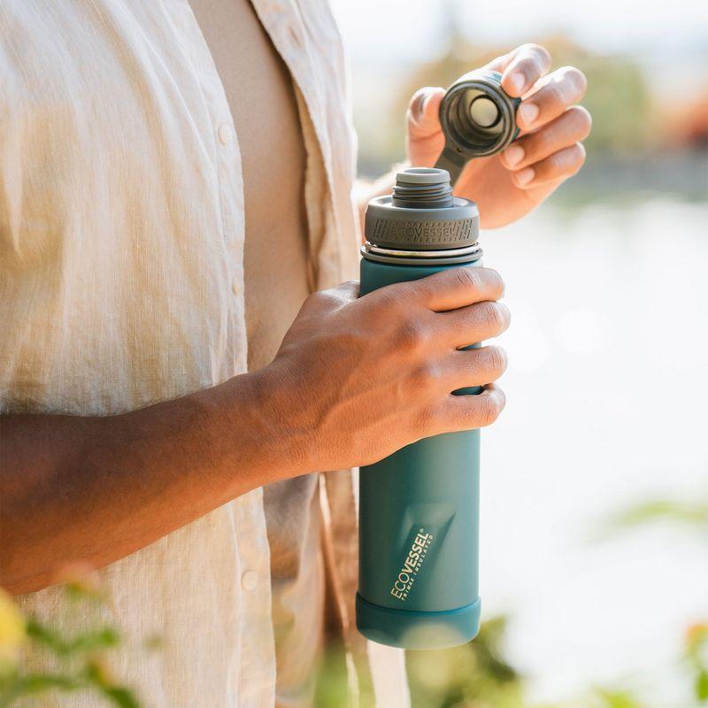 EcoVessel BOULDER TriMax Insulated Stainless Steel Water Bottle - 20oz - Mountain Green