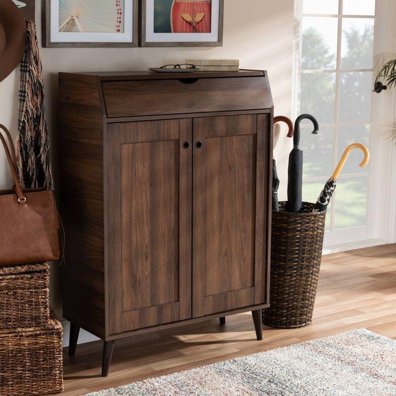 Cormier Walnut Finished 2 Door Wood Entryway Cabinet with Shoe Organizer - Baxton Studio