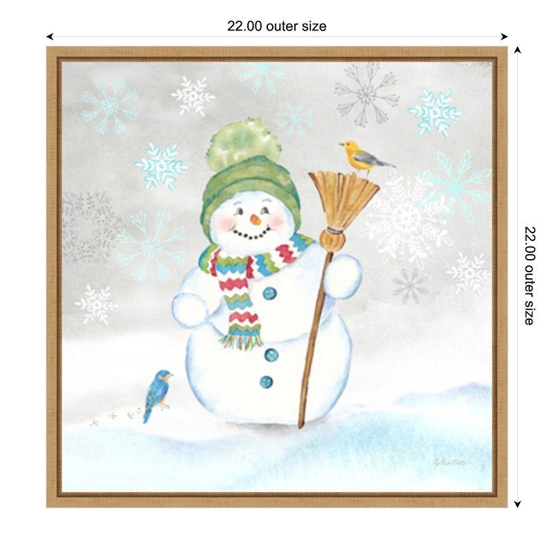 Amanti Art Let it Snow Blue Snowman IV by Cynthia Coulter Canvas Wall Art Print Framed 22 x 22-in.