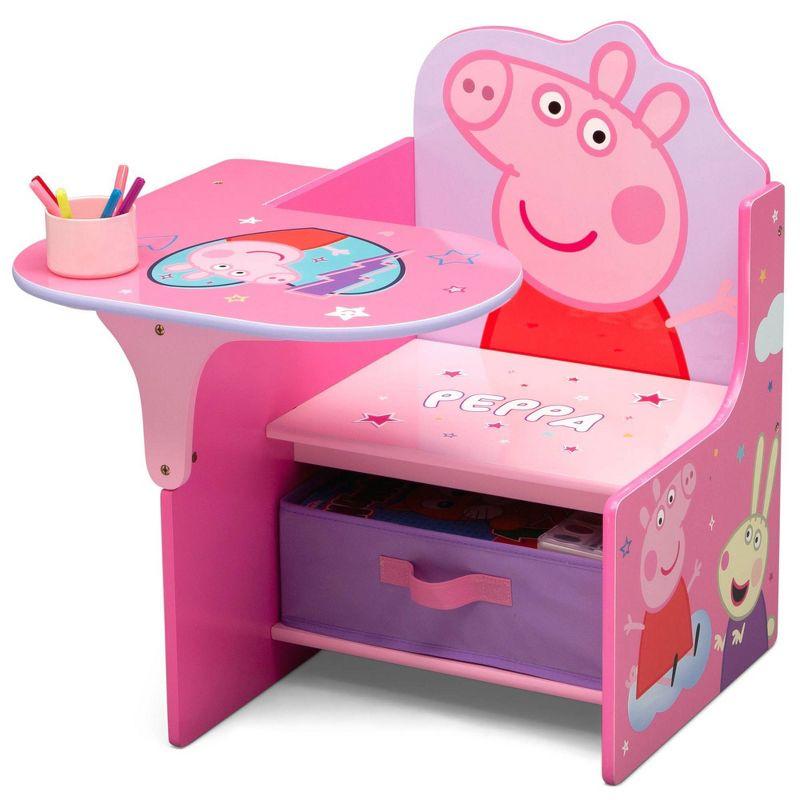 Peppa Pig Kids' Pink Wood Chair Desk with Storage Bin