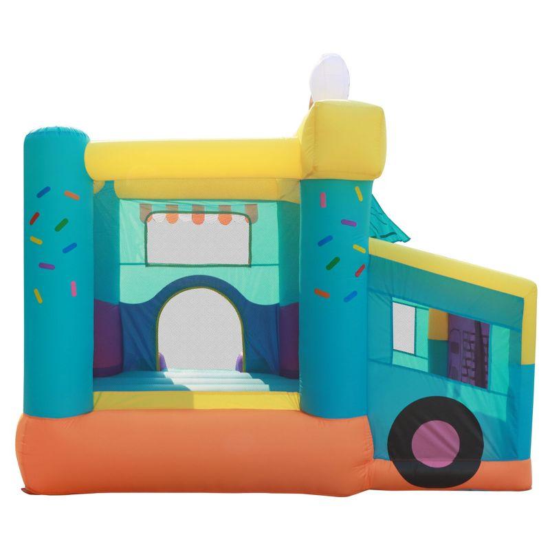 Pogo Bounce House Backyard Kids Residential Nylon Inflatable Indoor/Outdoor Bouncer with Slide for Small Kids - Ice Cream Truck