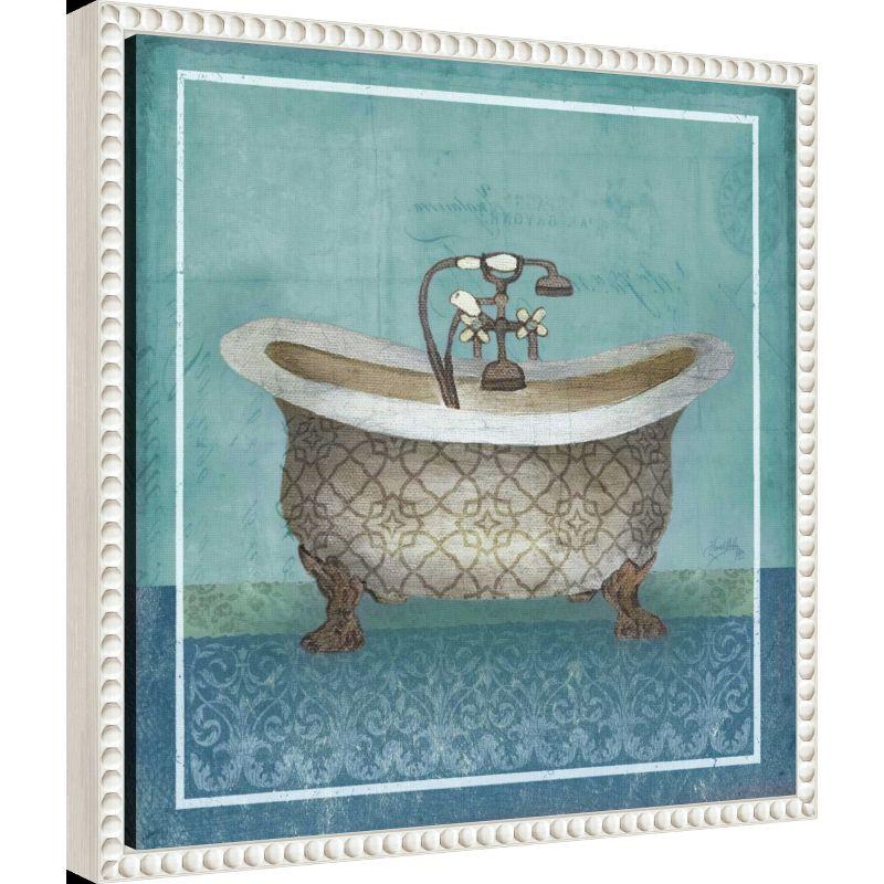 Regal Blue Bathtub Canvas Print with Beaded Frame