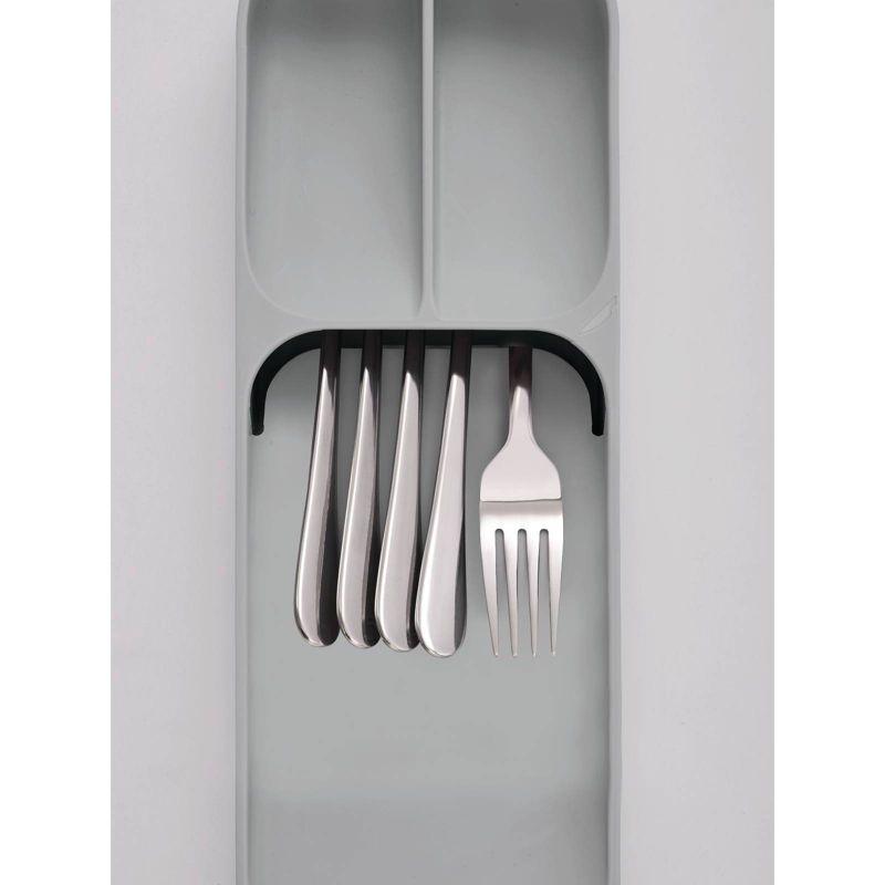 Gray Plastic Compact Cutlery Organizer with Angled Compartments