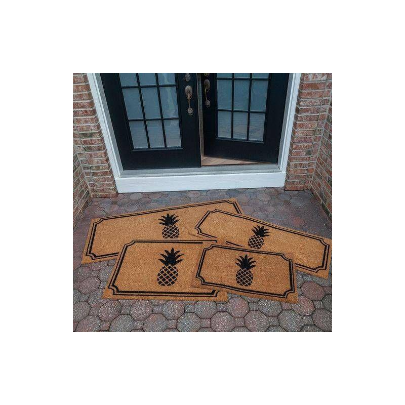 1'5" x 2'5" Pineapple Indoor/Outdoor Coir Doormat Natural/Black - Entryways: Welcome Mat, PVC Backed, Shake Clean