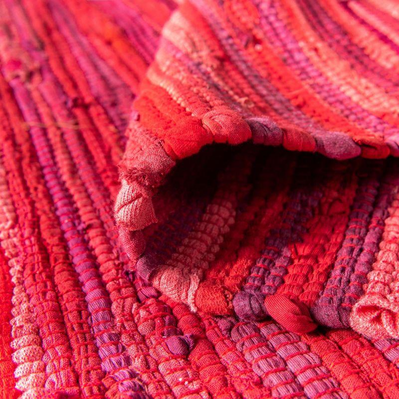 Presley Striped Hand-Knotted Cotton Red Area Rug