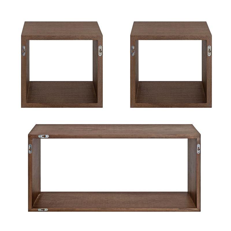 Kate and Laurel Beacon Rectangle Wood Accent Shelf, 3 Piece, Rustic Brown