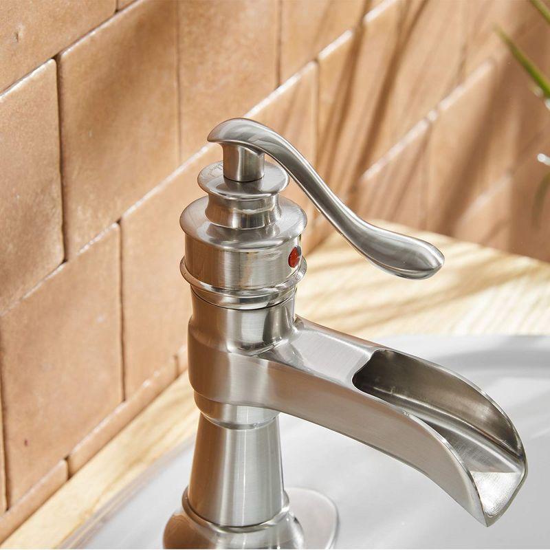 BWE Single Hole Single-Handle Low-Arc Bathroom Faucet in Brushed Nickel