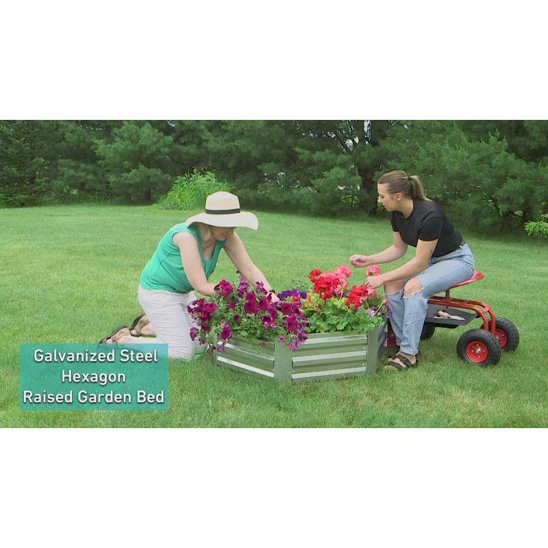 Sunnydaze Galvanized Steel Hexagon-Shaped Raised Garden Bed - Gray