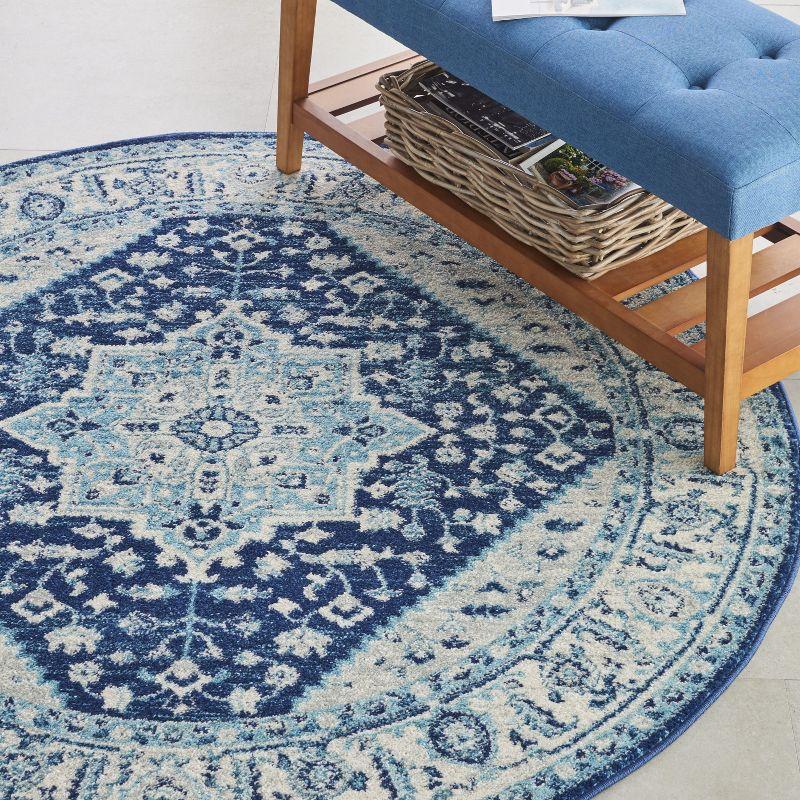 Nourison Tranquil Persian Indoor Rug Ivory Navy 5'3" x Round