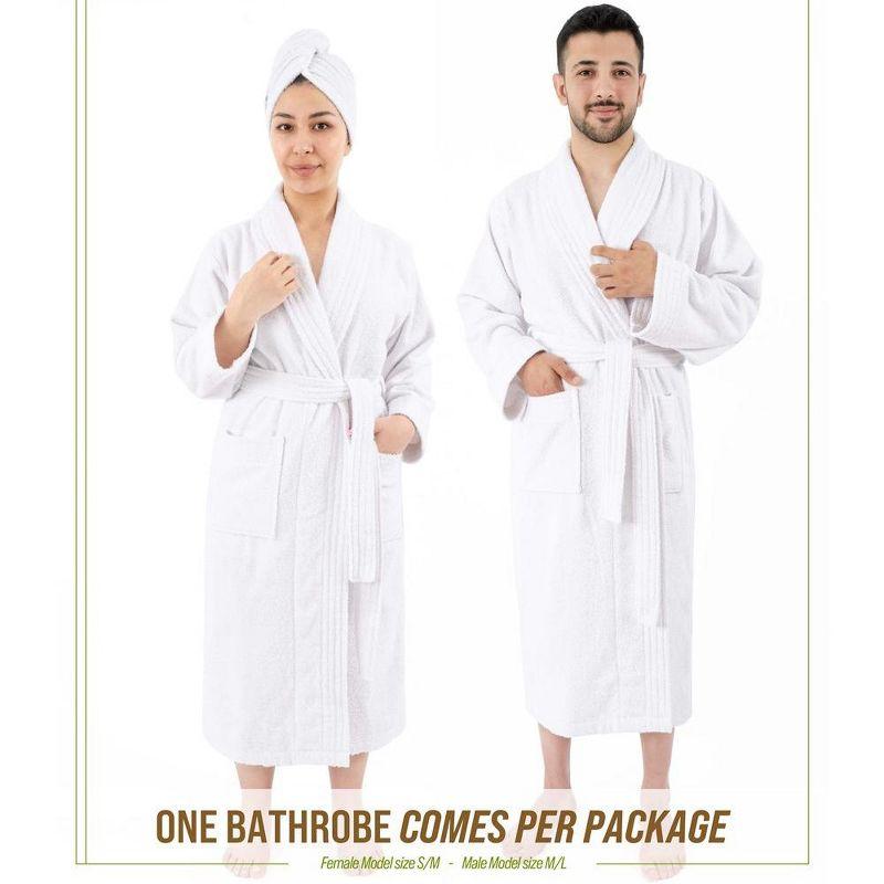 100% Cotton Turkish Bathrobes, Soft Absorbent Lightweight Unisex Couple Robes