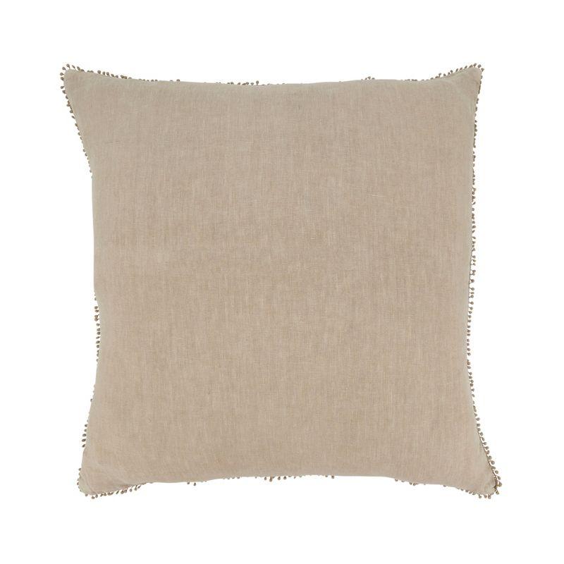 Saro Lifestyle Pom Pom Linen Down-Filled Throw Pillow