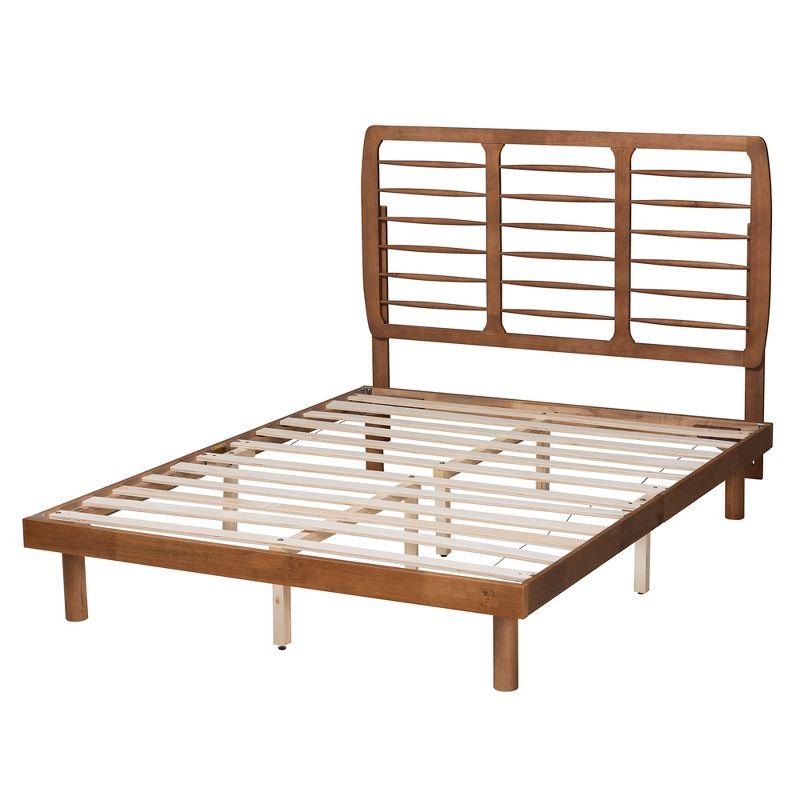 Mid-Century Walnut Full Platform Bed with Spindle Headboard