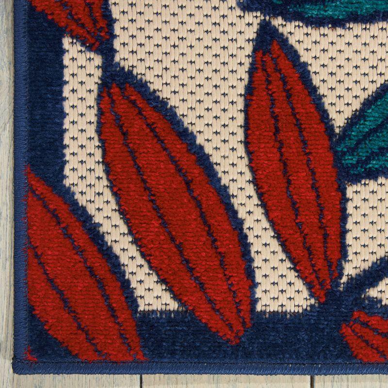 Nourison Aloha Floral Leaf Flatweave High-Low Indoor Outdoor Area Rug Multicolor 6' x 9'