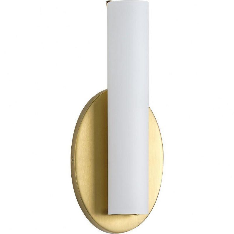 Sleek Satin Brass 11" LED Wall Sconce with Opal Glass Diffuser