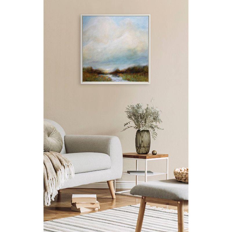 30" x 30" Sylvie Tranquility Framed Canvas by Mary Sparrow White - Kate & Laurel All Things Decor: Vertical Digital Art, Plastic Frame