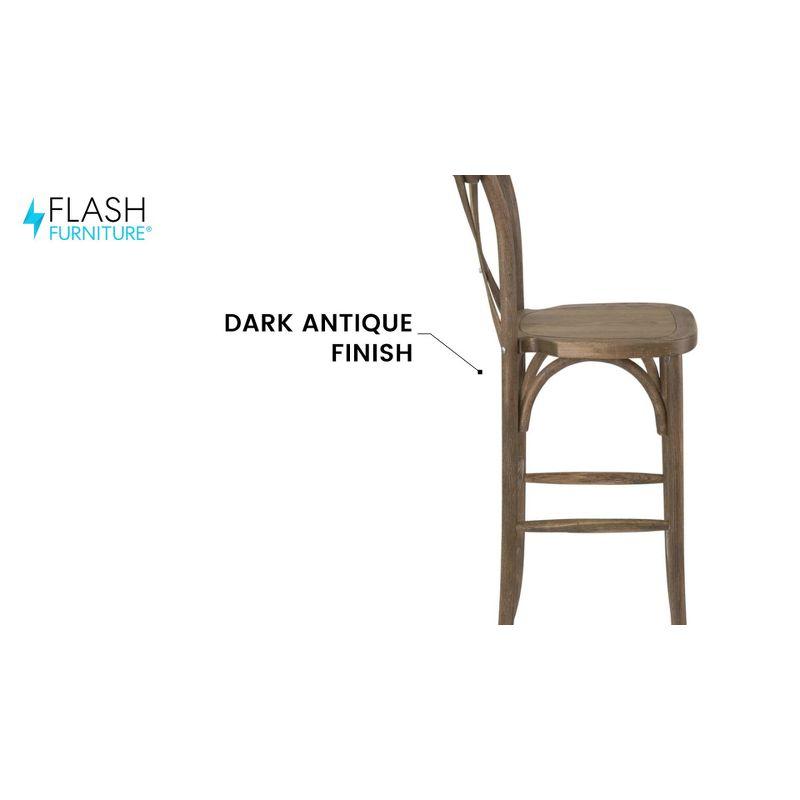 Flash Furniture HERCULES Series Dark Antique Wood Cross Back Barstool