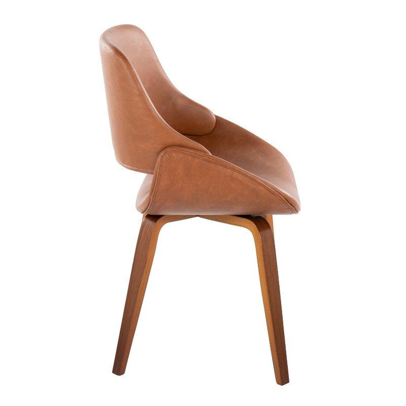 Set of 2 Fabrico Dining Chairs Walnut/Camel - LumiSource: Mid-Century Modern, Faux Leather, Wood Frame