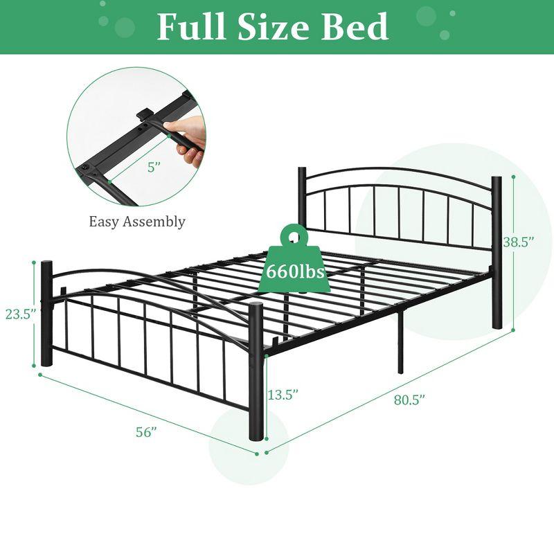 Costway Full Size Metal Bed Frame Headboard Footboard Platform No Box Spring Needed