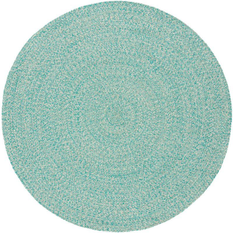 Braided BRD701 Hand Woven Area Rug - Teal/Ivory - 5' round - Safavieh.