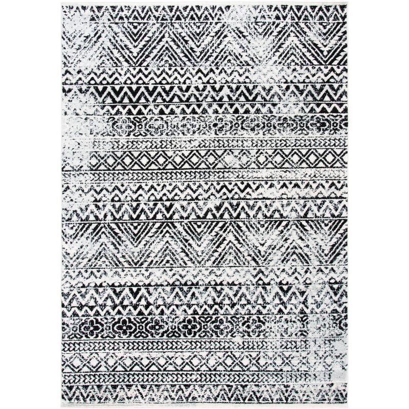 Ivory Charcoal 8' x 10' Synthetic Hand-Knotted Area Rug