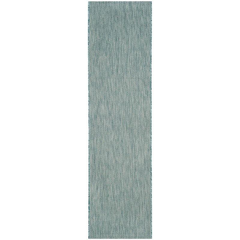 Courtyard CY8022 Power Loomed Indoor and Outdoor Runner Rug - Aqua/Grey - 2'3"x8' - Safavieh