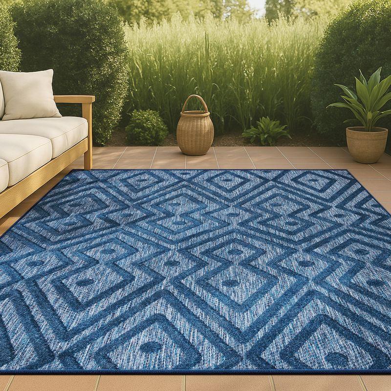 5'x8' Balansat Moroccan Diamond Indoor/Outdoor Area Rug, Navy - JONATHAN Y