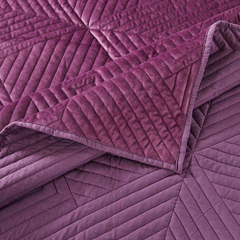 Riviera Mauve Velvet Quilted Modern Throw Blanket, 50x60 Inch