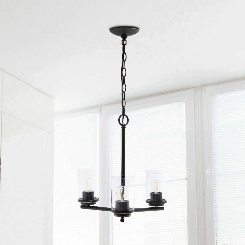 3-Light 15" Classic Contemporary Clear Glass/Metal Hanging Pendant Chandelier - Lalia Home