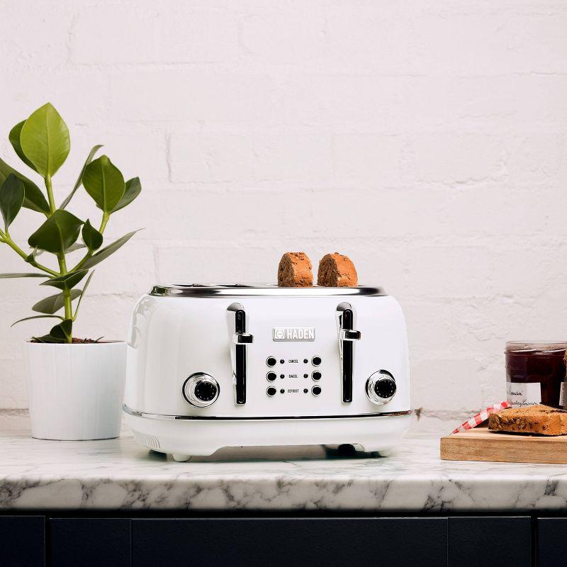 Ivory 4-Slice Wide Slot Stainless Steel Toaster with Crumb Tray