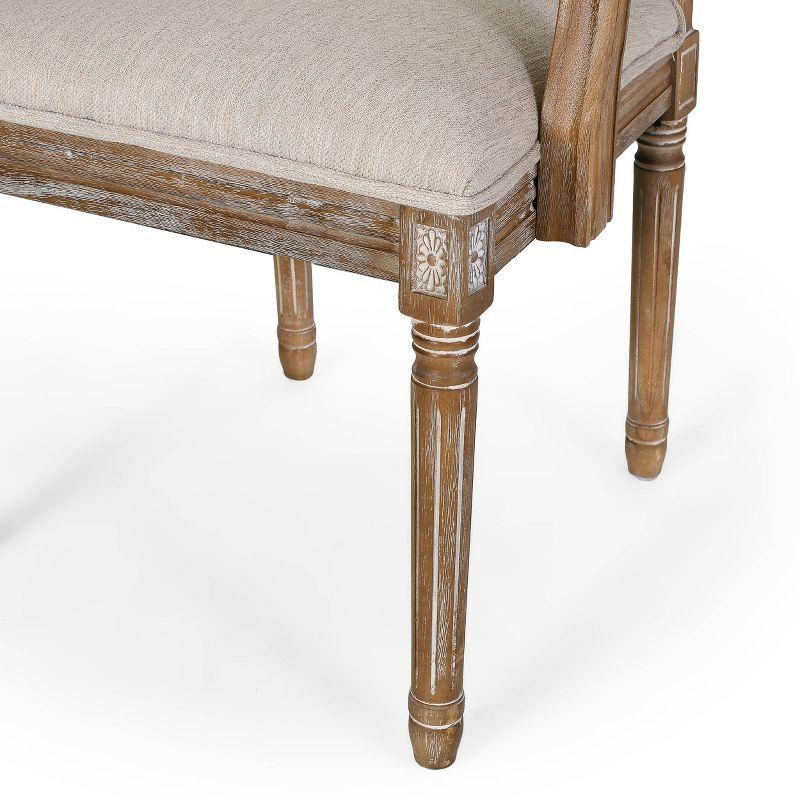 Set of 2 Maria French Country Wood Upholstered Dining Chairs Beige/Natural - Christopher Knight Home