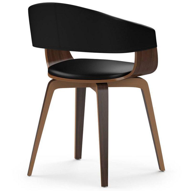 Simpli Home Lowell Bentwood Upholstered Dining Chair with Curved Backrest in Mid-Century Modern Style