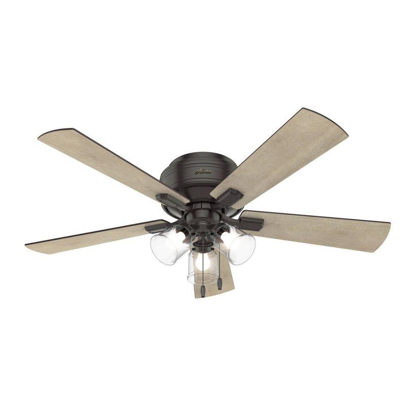 52" Crestfield 5 - Blade Flush Mount Ceiling Fan with Lights and Pull Chains