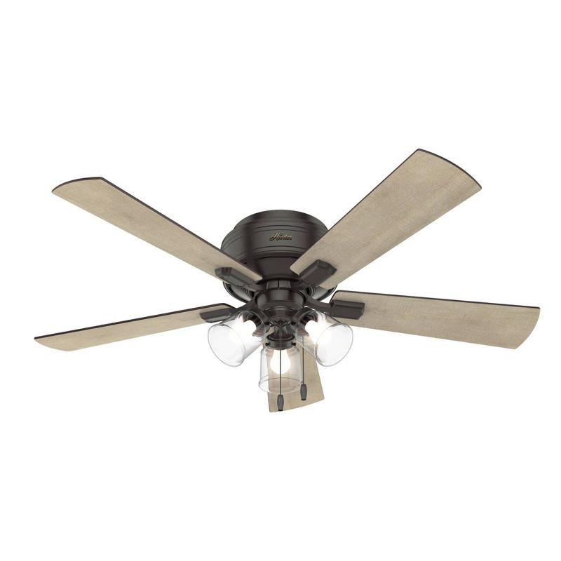 52" Crestfield 5 - Blade Flush Mount Ceiling Fan with Pull Chain and Light Kit Included