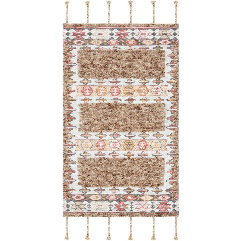 Ivory and Taupe Hand-Loomed Wool Area Rug, 3' x 5'