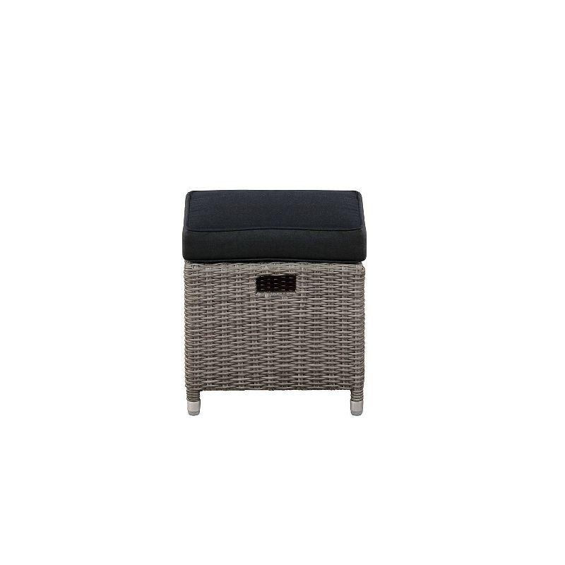 Monaco 3pc Set with 2 Seat Reclining Bench & 2 Ottomans - Gray - Alaterre Furniture: All-Weather Wicker, Aluminum Frame