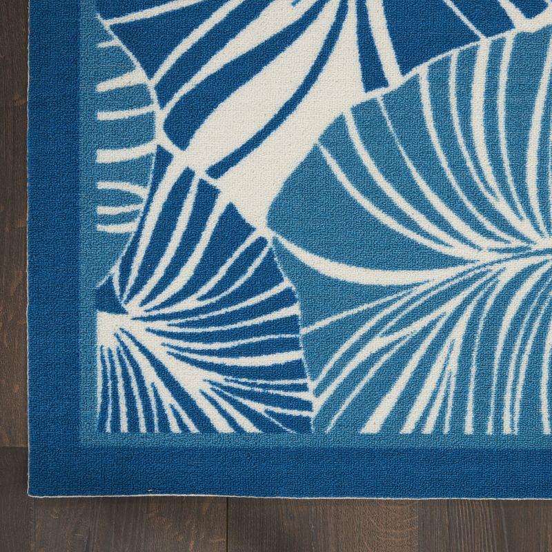 Tropical Blue Palm 4'x6' Easy-Care Synthetic Area Rug