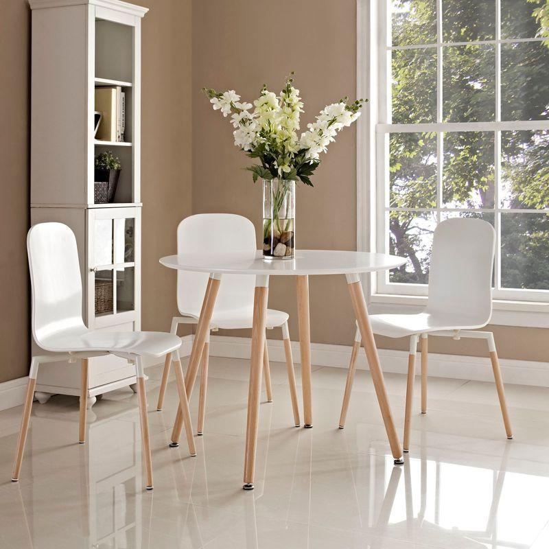 White Round Wood Contemporary Dining Table