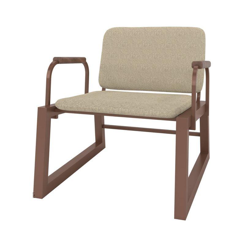 1.0 Whythe Low Accent Chair Natural Linen/Corten - Manhattan Comfort: Faux Leather, Steel Legs, No Assembly Required