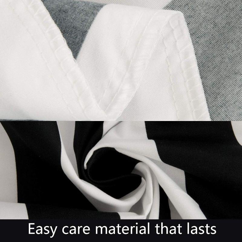 Striped Microfiber Fitted Sheet, Fitted Sheet with Deep Pocket, Queen, Black and White - NTBAY