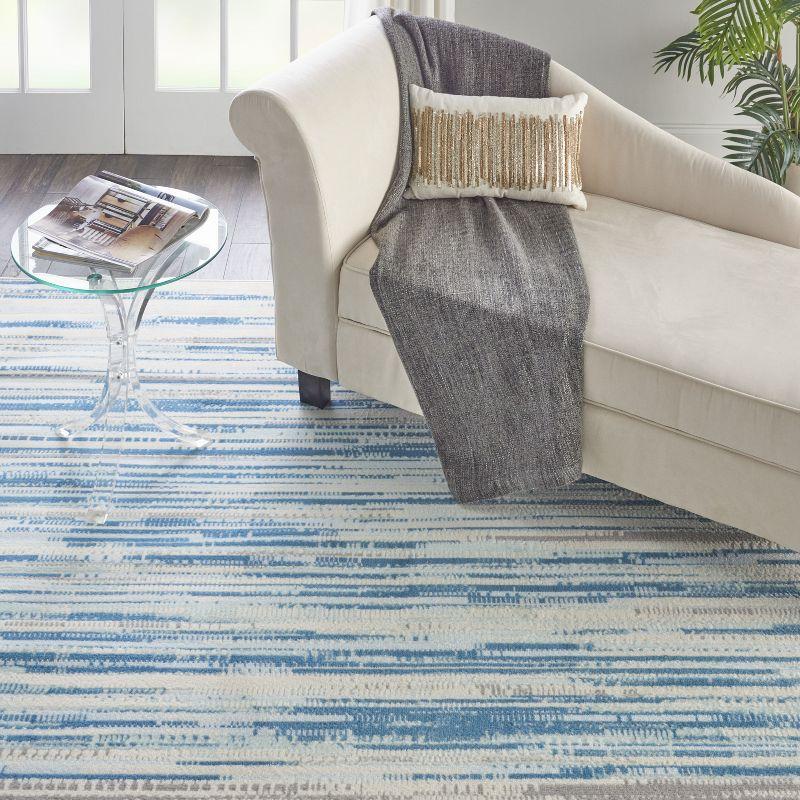Nourison Jubilant 7'10" x 9'10" (8' x 10') Blue Area Rug Coastal Contemporary Striped by Nourison