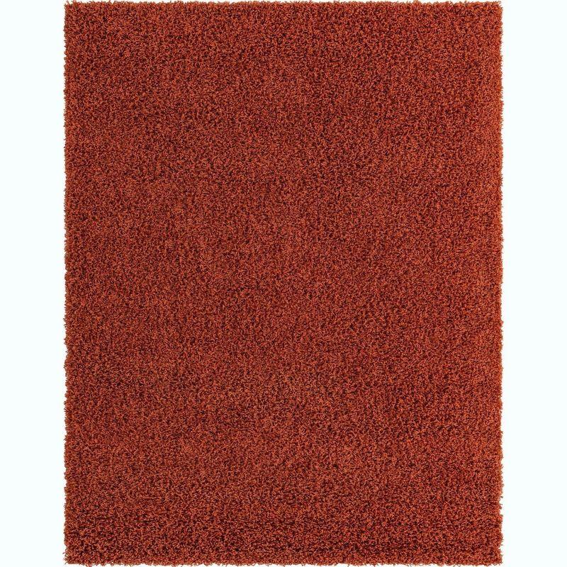 Rectangular 8' x 10' Red Synthetic Shag Area Rug