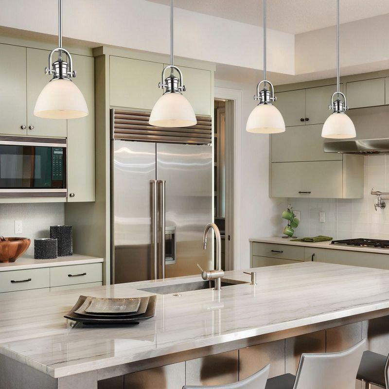 Golden Lighting Hines 1-Light Mini Pendant in Brushed Champagne Bronze with Seeded Glass