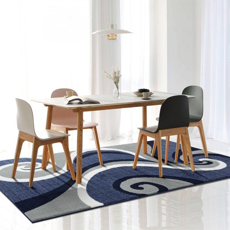 Luxe Weavers Contemporary Abstract Geometric Swirl Area Rug, Blue 5x7