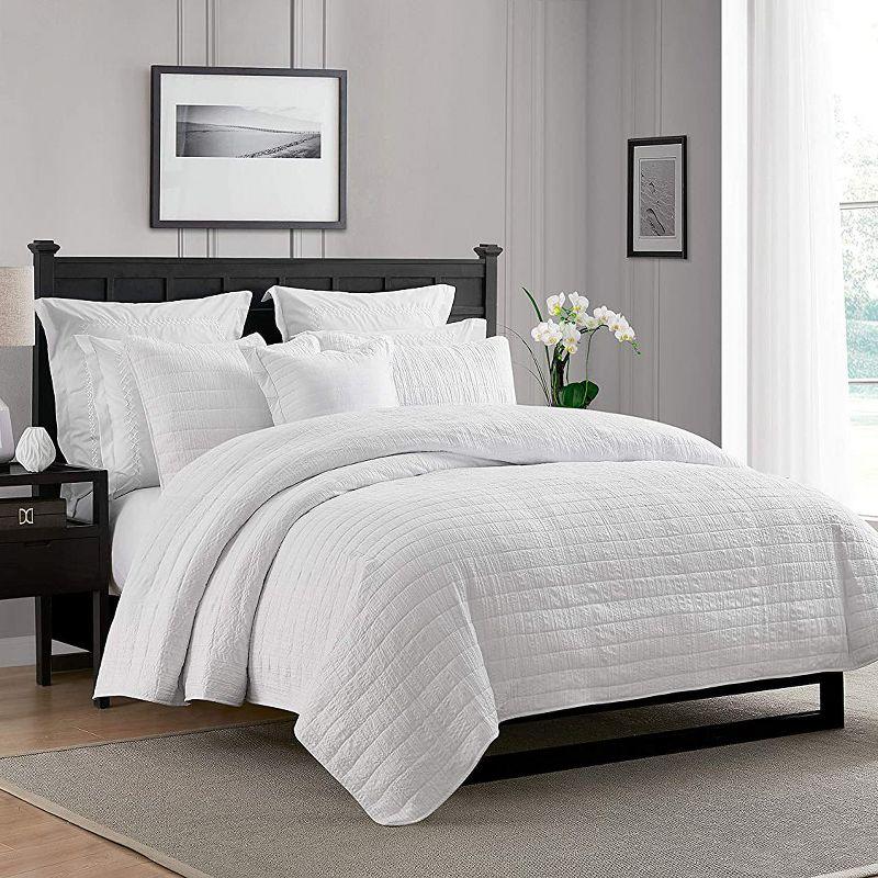 Swift Home Ultra Soft Crinkle Washed Microfiber 3-Piece Quilt Set
