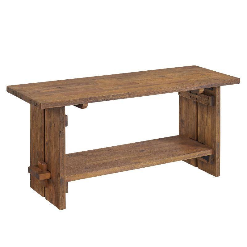 Bethel 40" Natural Acacia Wood Hall Tree with Storage Bench