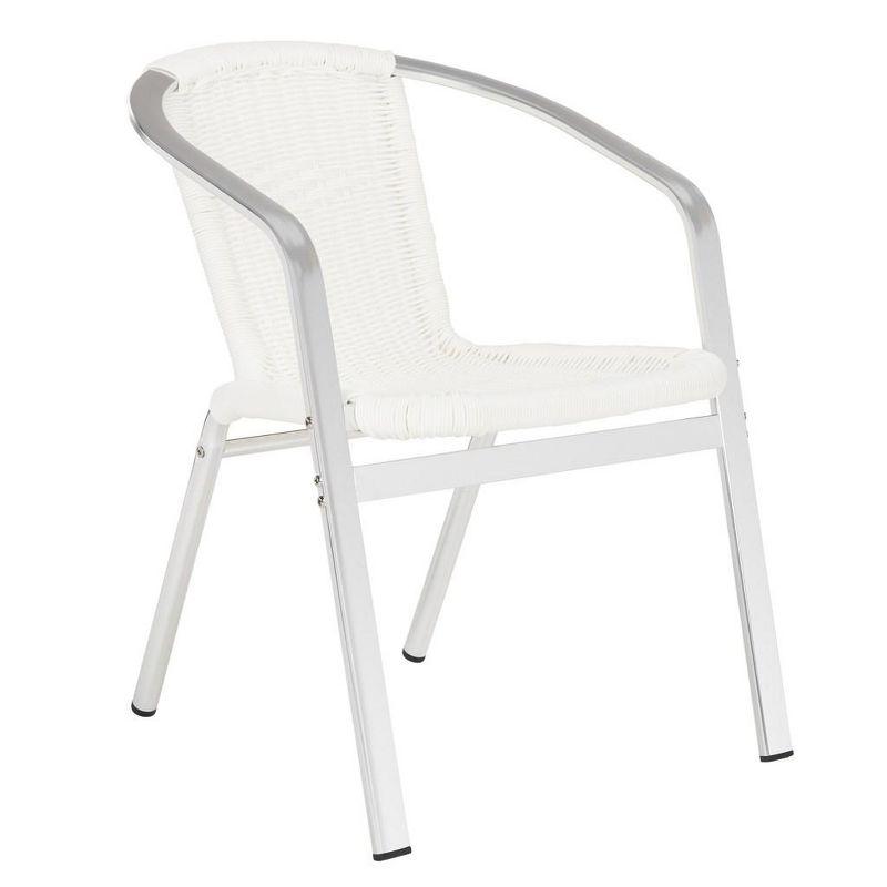 Chic White Transitional Wicker and Aluminum Arm Chair (Set of 2)