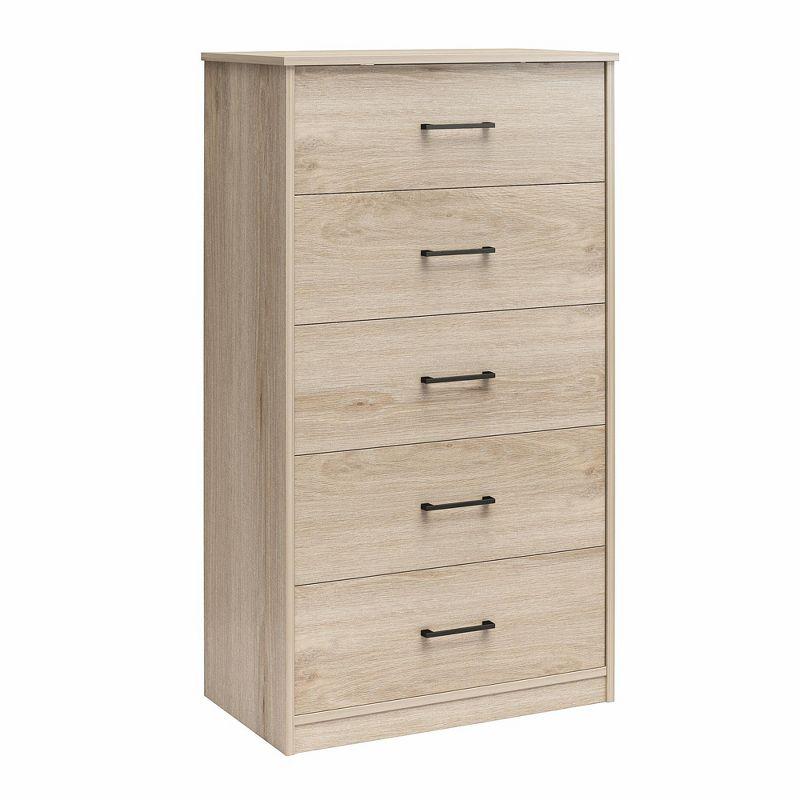 Ameriwood Home BrEZ Build Collection Pearce Tall 5 Drawer Dresser, Light Oak